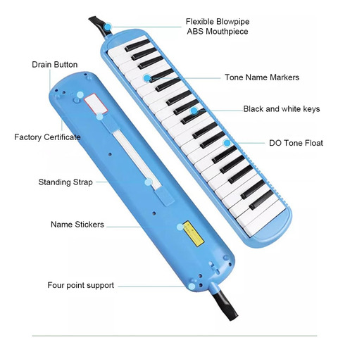 Piano De Viento Con 32 Teclas,incluye Tubo De