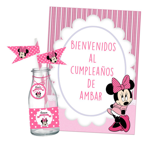 Kit Imprimible Minnie Mouse Cumpleaños Deco + Candybar