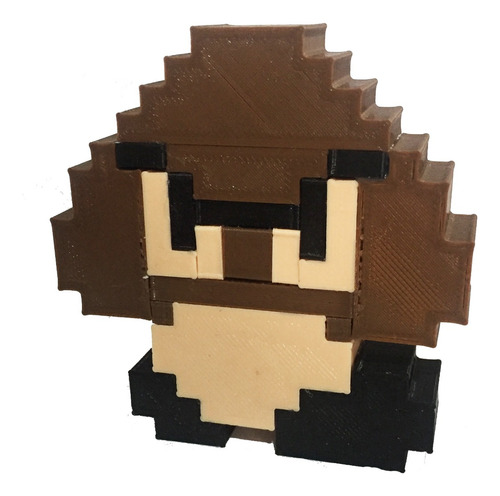 Figura Mario Bros Goomba Nintendo Nes 8 Bit Retro 3d Pixel
