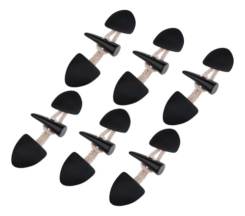 Imagen 2 de 8 de 6 Pares De Botones De Palanca De Cuerno De Cuero Negro Pu