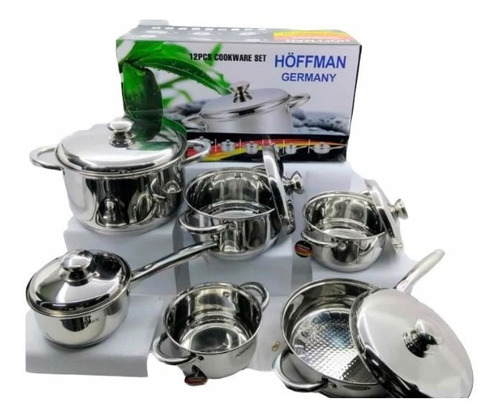 Baterias Ollas Acero Quirurgico Inoxidable Hoffman 12 Piezas