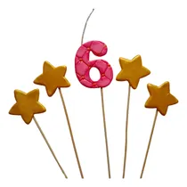 Comprar Adorno Torta Toppers Nro. Vela Con Estrellas Porcelana Fr X5