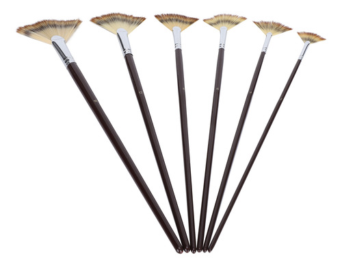 Pincel Con Forma De Abanico, 6 Pinceles, Soporte Largo, 3 Co