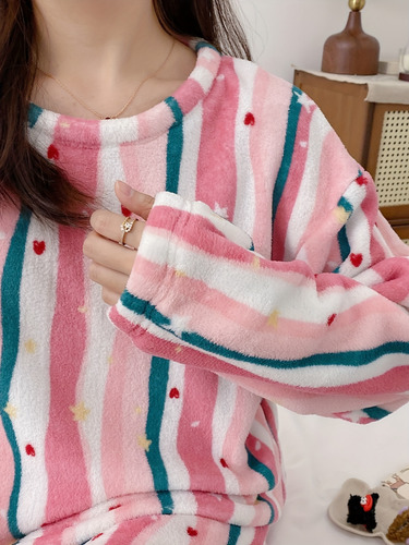 Conjunto De Pijama De Lana De Invierno Para Mujer, Ropa De D