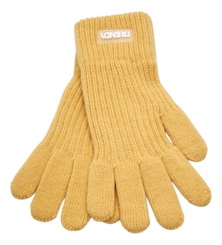 Guantes Touch Táctil Mágico Tejido Lana Trendy Dama Invierno Caqui Liso