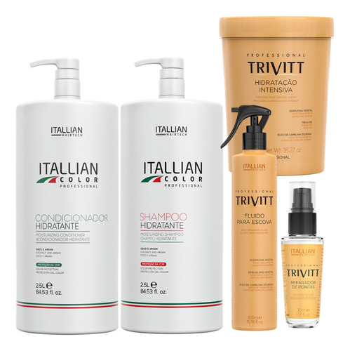 Kit Trivitt Itallian Hairtech Shampoo 2,5l Mascara 1kg Fluid