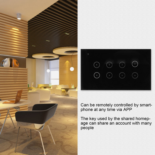 Interruptor Inteligente 8 Pandillas Wifi Pared Control Remot
