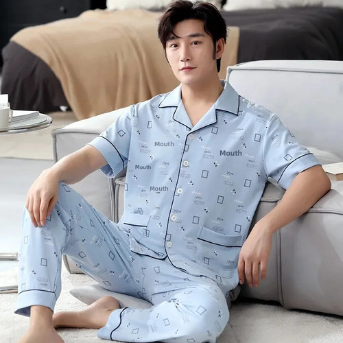 Conjunto De Pijama De Algodón Para Hombre Wanruo Qiushui Thi