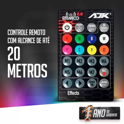 8 Strobo Automotivo Carro Ajk 8 Faróis Rgb Com Controle Novo