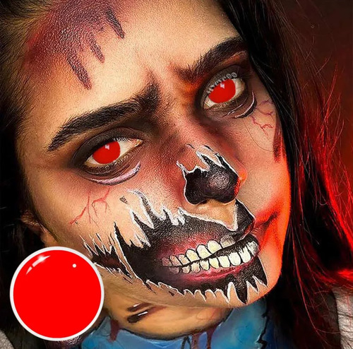 Pupilentes Rojos Mini Sclera Efecto Ciego Con Estuche Rojo