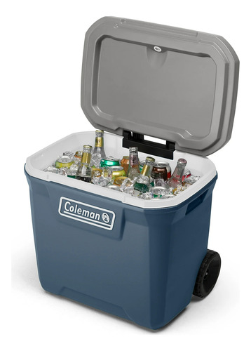 Hielera Coleman 60qts Ruedas Mango Telescopico 50 Latas Azul