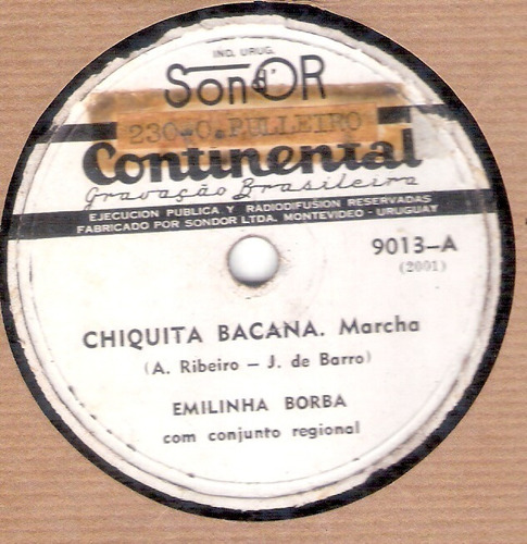 Emilinha Borba:chiquita Bacana-porta Bandeira/78 Rpm Uruguay