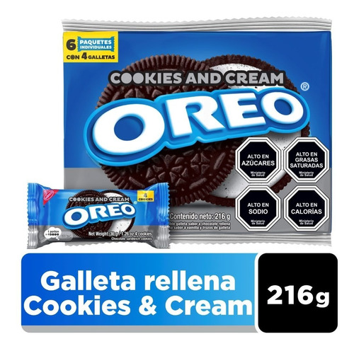 Imagen 1 de 1 de Oreo® Pack Galletas Chocolate Relleno Sabor Cookies & Cream 