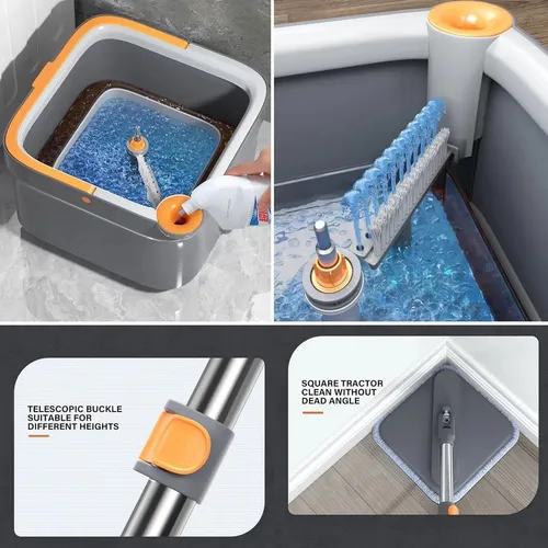 Spin Mop M16, 2024 Novo Esfregão Giratório Autolavável, Com 