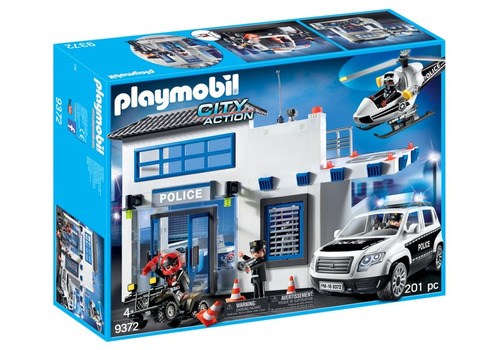Playmobil City Action Posto De Polícia Com Carro Helicóptero