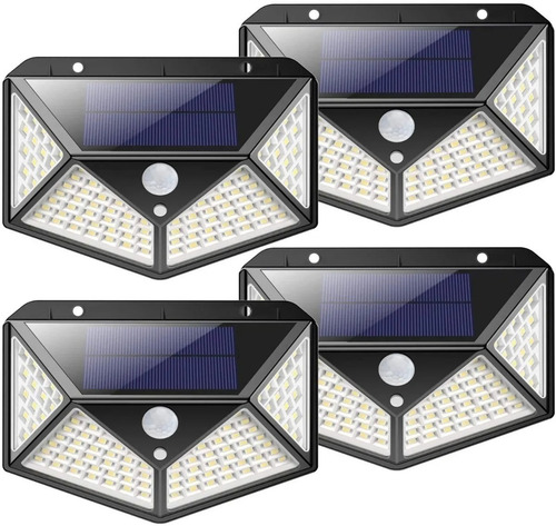 Imagen 2 de 9 de Foco Con Sensor Movimiento Foco Led Solar Exterior 100 Leds
