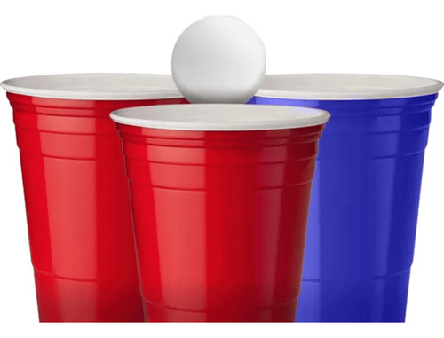 Jogo Beer Pong 12 Copos 500ml E 2 Bolinhas Cerveja Pong