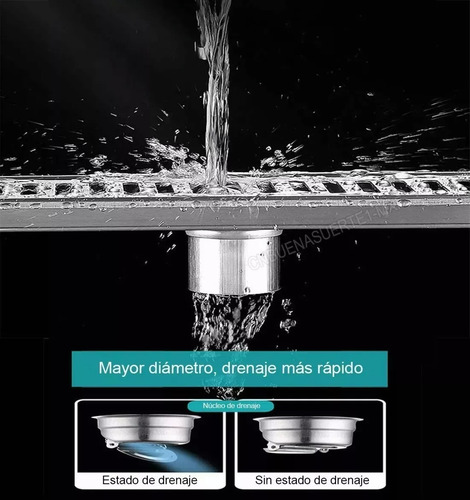 Desagüe Ducha Baño 60x10cm Rectangular Acero Inox