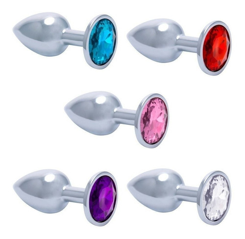 Tapón anal, ano, culo, en metal con piedra roja mediana