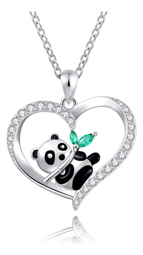 Acjna, Collar De Oso Panda De Plata De Ley 925, Colgante De 