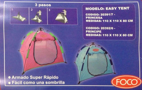 Carpa Playera Foco Easy Tent