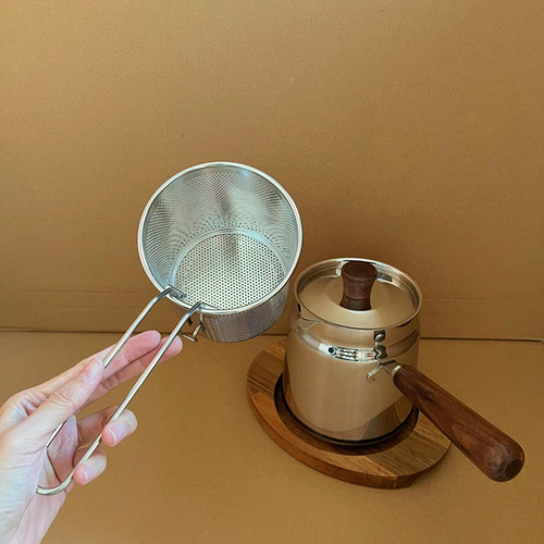 Frigideira De Aço Inoxidável, Mini Com Cesto De Filtro