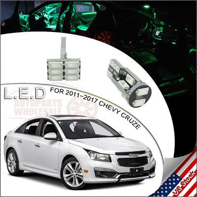 12pcs Led Interior Luz Bombillas Kit Paquete Verde Para 2011