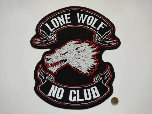 Parche Bordado Biker Lone Wolf No Club Lobo Solitario Espald