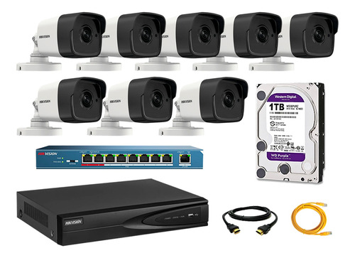 Camara De Seguridad Ip Exterior Kit 8 Hikvision Disco 1tb Wd