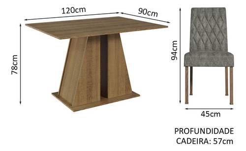 Mesa de comedor de madera con 4 sillas Gisele Madesa Rs, color rústico/plateado