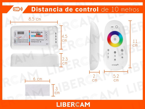 Imagen 4 de 10 de Controladora Led Para Tira Rgb Con Control Touch Tactil