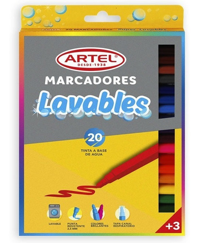 Marcador Artel Super Lavable 20 Colores Unidad