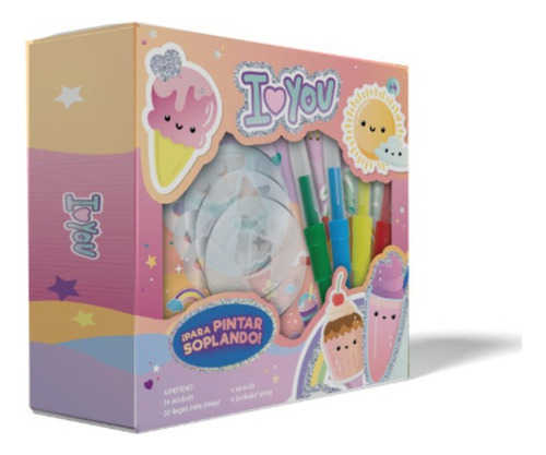 Set Infantil Para Pintar Soplando Con Libro Y Stencil