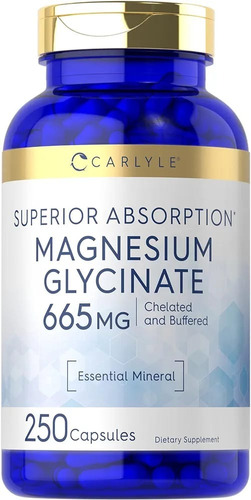 Bisglicinato De Magnesio 665 Mg Carlyle 250 Capsulas