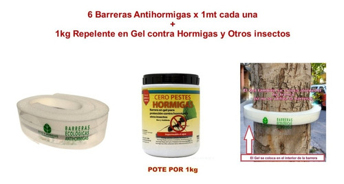 Barreras Antihormigas 6u Por 1mt C/u + Gel Repelente Por 1kg