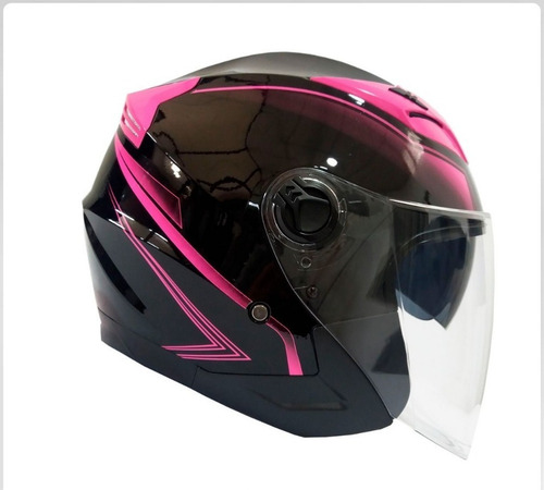 Imagen 2 de 3 de Casco Abierto Ghb 708 Linea Negro Rosa