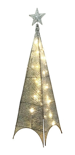 Arbol De Navidad Cono Con Estrella Puntal Y Luces 80 Cm 