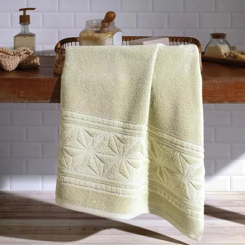 Toalha Rosto Felpuda Jacquard Algodão 50x90cm Verde Dohler