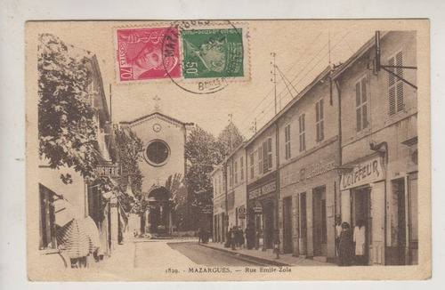 1942 Francia Postal Vista Rue Emile Zola Mazargues Marseille