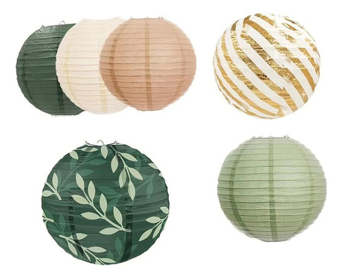 6 Uds Farolillo De Papel, Farol De Bola, Pompones De Papel