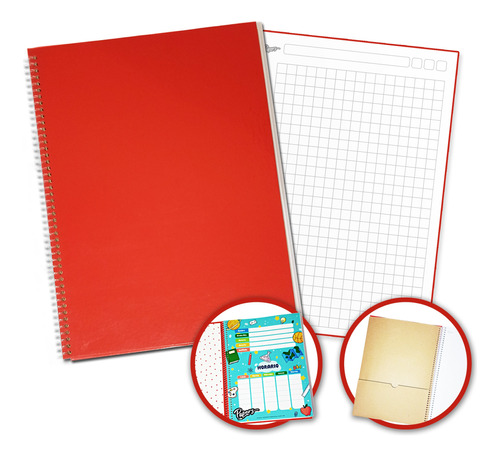 Cuaderno A4 Tapa Dura Cuadric Gde Nivel Inicial Colores 80h