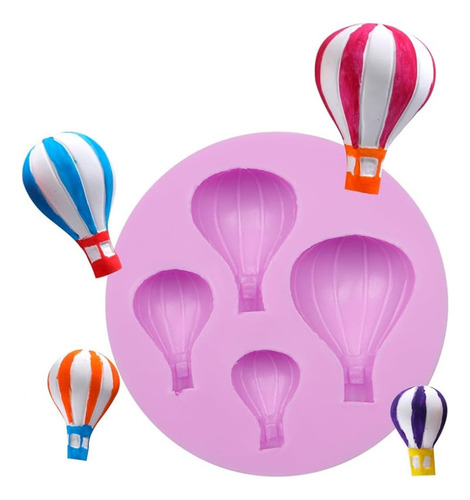 Molde De Silicona X4 Globo Aerostático Fondant Porcelana Color Rosa