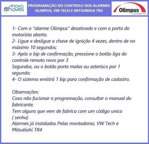 Imagem 5 de 6 de Controle Alarme Olimpus Br202 Com Led Vermelho