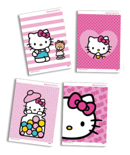 Cartaz Decorativo Festa Hello Kitty 21cm X 31cm C/4 Unid