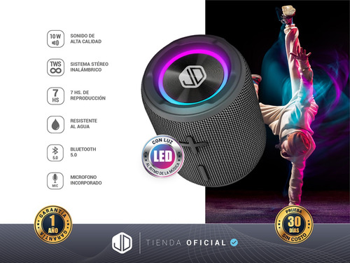 Imagen 2 de 10 de Parlante Portátil Inalambrico Bluetooth 5.0 Jd E100 10w Rms