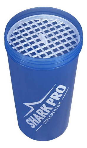 Coqueteleira Shaker 600ml Garrafa Com Rede De Proteção Cor Azul