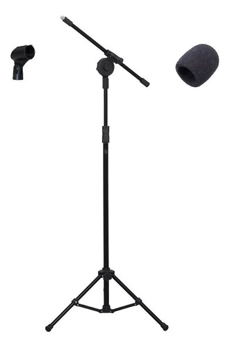 Kit Pedestal P/ Microfone + Cachimbo + Espuma De Globo