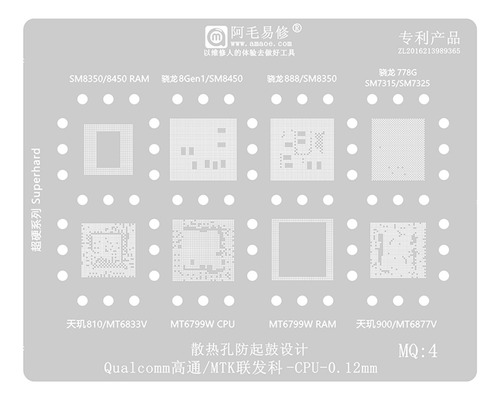 Stencil Amaoe Mq4 Sm8350 810/mt6833v Mt6799w Cpu Mt6799w Ram