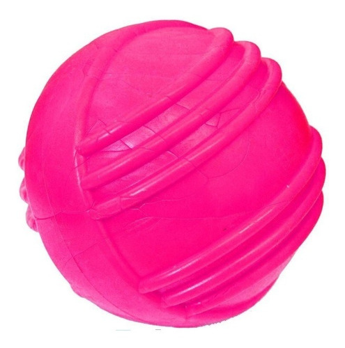 Bola Maciça Furacao Pet Com Friso Rosa 85 Mm