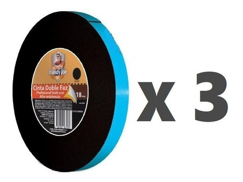Cinta Doble Faz Tipo 3m 5m * 18mm Negra Extra Fuerte
